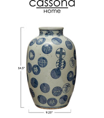 HAND PAINTED STONEWARE VASE