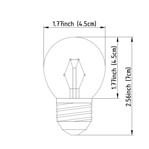 INCANDESCENT E26 40W 2.8"H BULB
