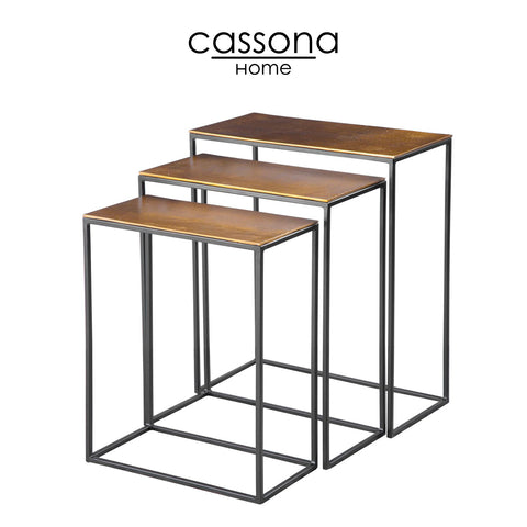 EDUARD GOLD NESTING TABLES, S/3