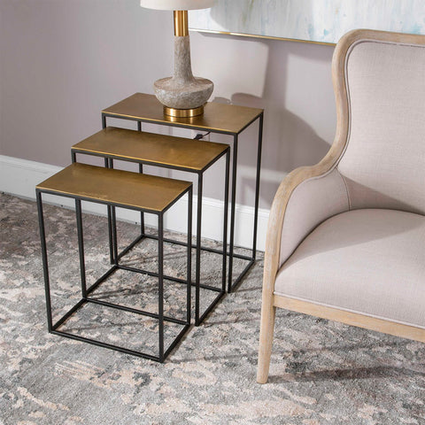 EDUARD GOLD NESTING TABLES, S/3