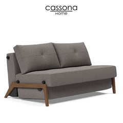 CUBED SOFA BED WITH DARK WOOD LEGS
