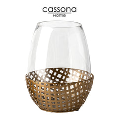 REENE GOLD WOVEN CANDLE HOLDER