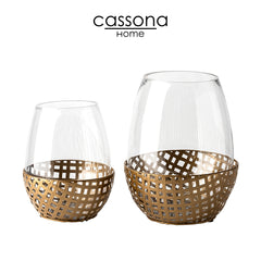 REENE GOLD WOVEN CANDLE HOLDER