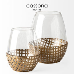 REENE GOLD WOVEN CANDLE HOLDER