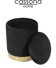 CLOE BLACK VELVET STORAGE OTTOMAN