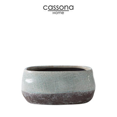 CORSICA CERAMIC CRACKLE 2 TONE OVAL POT SHORT