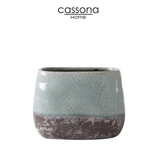 CORSICA CERAMIC CRACKLE 2 TONE OVAL TALL POT