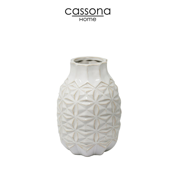 GEO 9" VASE, IVORY