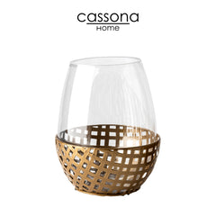 REENE GOLD WOVEN CANDLE HOLDER